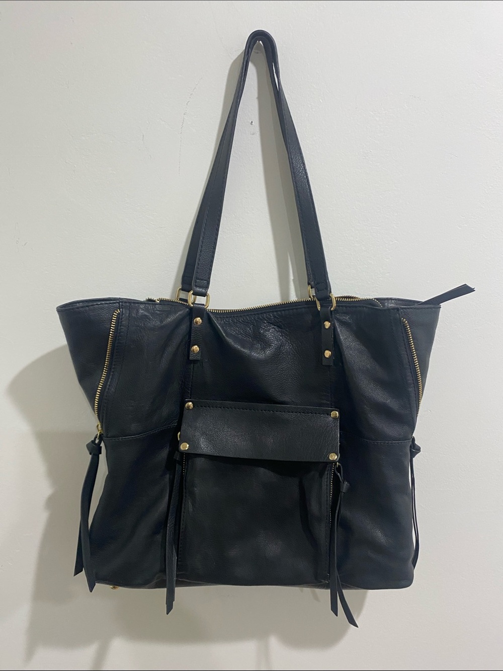 Kooba Everette Black Leather Tote Bag - Spacious Everyday Shoulder Bag